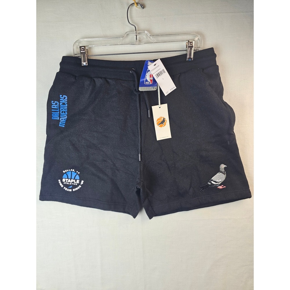 Staple x NBA Dallas Mavericks Fleece Shorts Black Embroidered Pigeon Large